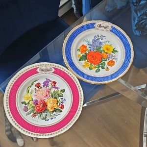 Royal Worcester Pink and Blue Floral Ceramic Plates